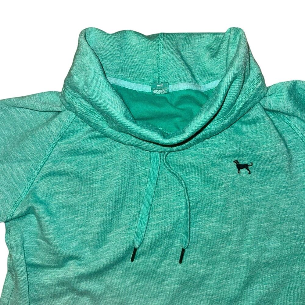 THE BLACK DOG Chappy Cowl Neck Pullover Sweatshirt S Teal Heather Drawstring MV - Picture 5 of 8